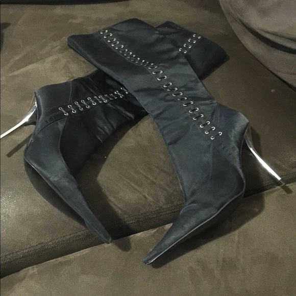 Black boots silver heels by BCB Girls. - Picture 1 of 2